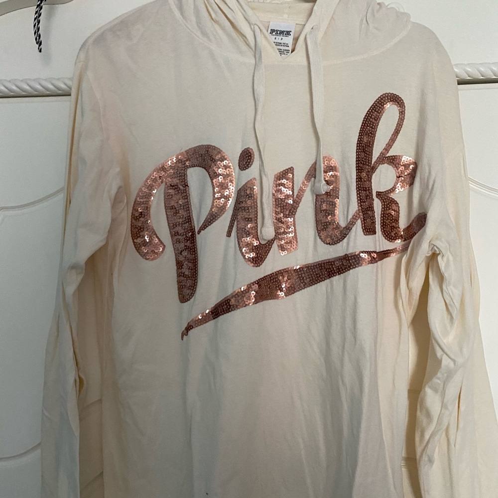victoria secret pink rose gold and white hoodie